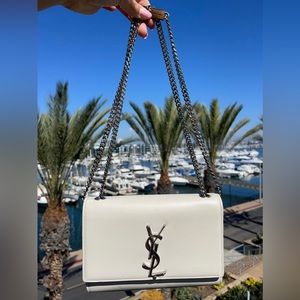 Saint Laurent YSL Kate Tassel Chain Bag - Icy White